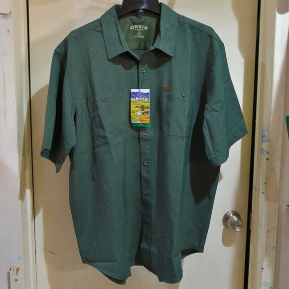 Orvis Men Short Sleeve Woven Shirt S XL XXL GREEN - Picture 1 of 5
